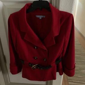 Red blazer with belt
